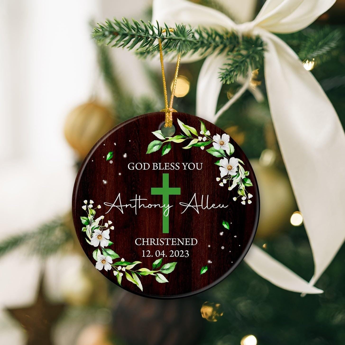 Personalized Christmas Ornament, God Bless You Christened Christmas Decor, Nativity Scene Christmas Ornament, Ideas For Christmas Trees DCLAF10